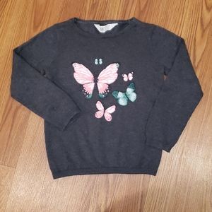 H&M Gray Sweater with Butterflies (Size US 4-6Y)